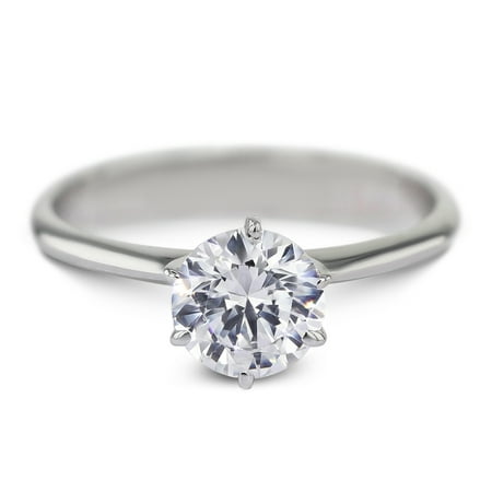 18K White Gold Solitaire Diamond Ring Natural 1.27 Carat Round Brilliant D