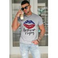 thumbnail image 3 of ABPHQTO Camiseta gráfica para hombre con estampado de labios de la bandera de América Mama gris para hombre, 3 of 5