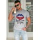 thumbnail image 3 of ABPHQTO Camiseta gráfica para hombre con estampado de labios de la bandera de América Mama gris para hombre, 3 of 5