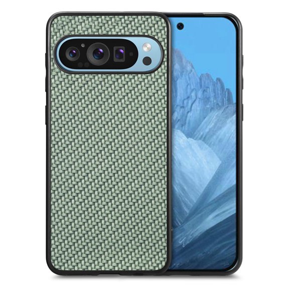 Compatible with Google Pixel 9 / 9 Pro Case,Cute Woven Pattern Case for Women Men,Bumper,Soft Shockproof Camera Protection Phone Case TPU Anti-Bump Silicone Wireless Charging Case,Green
