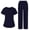 Navy, variant on Scrubs for Women Set Petite Wide Leg Pants and Short Sleeve V-Neck Scrub Top Two Piece Nursing Uniforms Cozy Workwear Navy XL