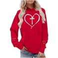 thumbnail image 6 of Valentines Day Hoodies for Women Casual Loose Pullover Sweatshirts Long Sleeve Red Sweater Tops with Pockets, S, 6 of 7
