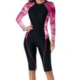 thumbnail image 2 of Yteetum Women's Long Sleeve Conservative Wetsuit Swimsuit with Chest Pad and No Steel Support & Knee Length Pants Diving Suit Ladies Wetsuit Swimsuit for Surfing, Snorkel, Paddleboarding,Water Sports, 2 of 7
