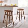 thumbnail image 2 of Counter Stool Chair, Set of 2, Walnut, Wood, Bar Pub Cafe Bistro Dining Kitchen Hospitality Restaurant, Modern Contemporary HB36676, 2 of 10