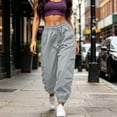 thumbnail image 6 of Gytharion Women's Multi Pockets Cuffed Sweatpants Solid Color Drawstring Elastic Waist Cargo Joggers Casual Fashion Track Pants with Pockets, 6 of 8