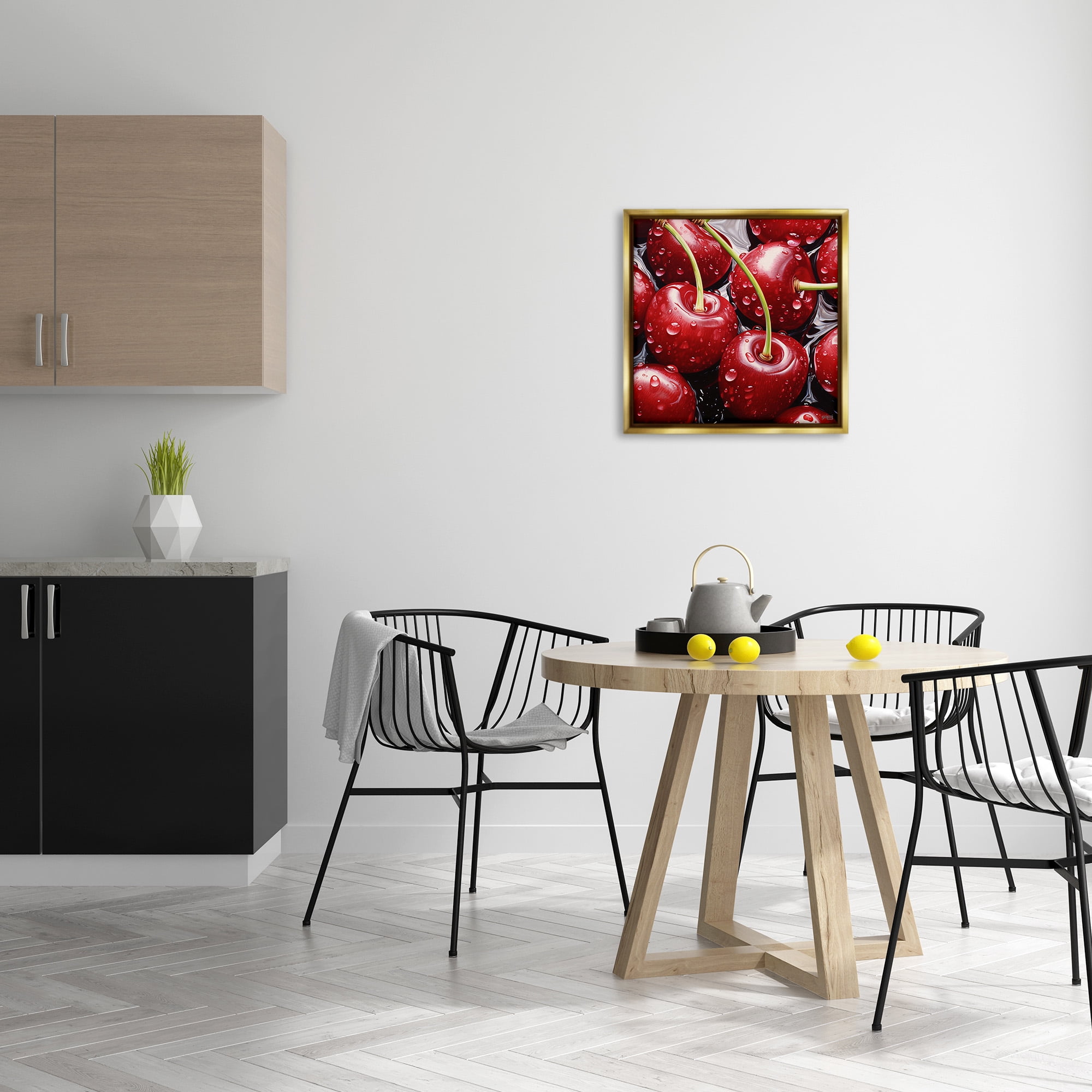 Stupell Industries Juicy Summer Cherries Food & Beverage Painting Gold Floater Framed Canvas Art Print Wall Art, 25 x 25