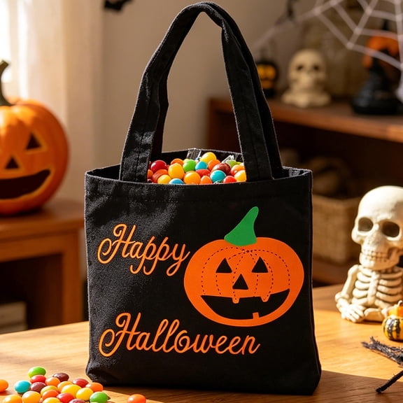 Aurorax Black Halloween Basket,Trick or Treat Bags with Handles Reusable Candy Bag,Halloween Totes for Adults Gift Home Decor