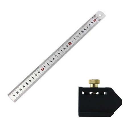 

Angle Scriber Steel Ruler Positioning Block Woodworking Line Scriber Gauge Aluminum Alloy for Carpentry DIY Measuring(B)
