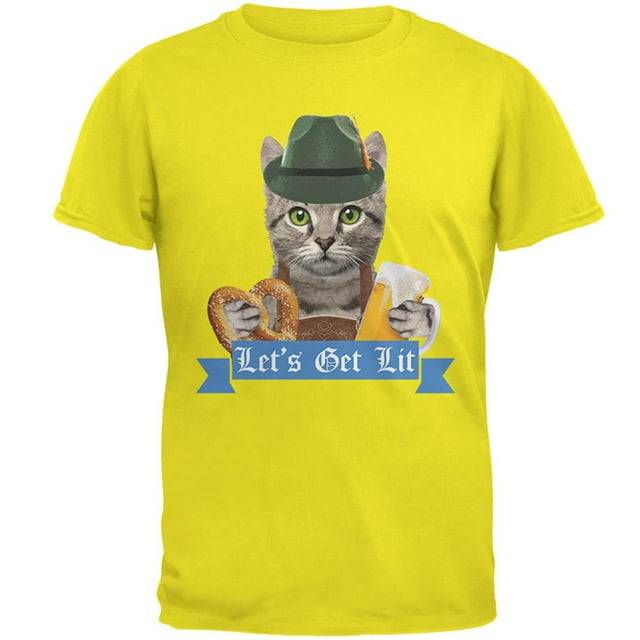Oktoberfest Funny Cat T-Shirt pour Homme « Let's Get Lit »