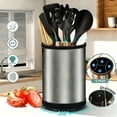 thumbnail image 4 of Round Universal Knife Holder Rotatable Stainless Steel Divided Knife Block for Countertop Space Saver Cutlery Utensil Stand, 4 of 8