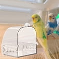 thumbnail image 1 of Caja de Baño de aves para mascotas, bañera de baño para loros enjaulada, cuenco de agua, caja de ducha transparente para pájaros, bandeja de comida, 1 of 8