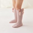 thumbnail image 5 of 5Pairs Baby Girls knee high socks Toddler Bow Mesh Breathable Dress Socks Kids Cotton Tube Uniform Stockings, 5 of 6