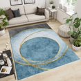 thumbnail image 2 of Blue Gray Abstract Marble Rug Pad, Golden Round Lines Living Room Carpet, Bedroom Rug Light Texture Easy Care Apply to Corridor Nursery,4x5ft, 2 of 7