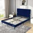 Flolinda Queen Size Platform Bed Frame, Velvet Upholstered with Whole