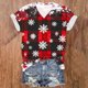 thumbnail image 1 of Puntoco Blusa de manga corta con cuello en V y estampado liso para mujer, estilo casual, para verano, 1 of 3