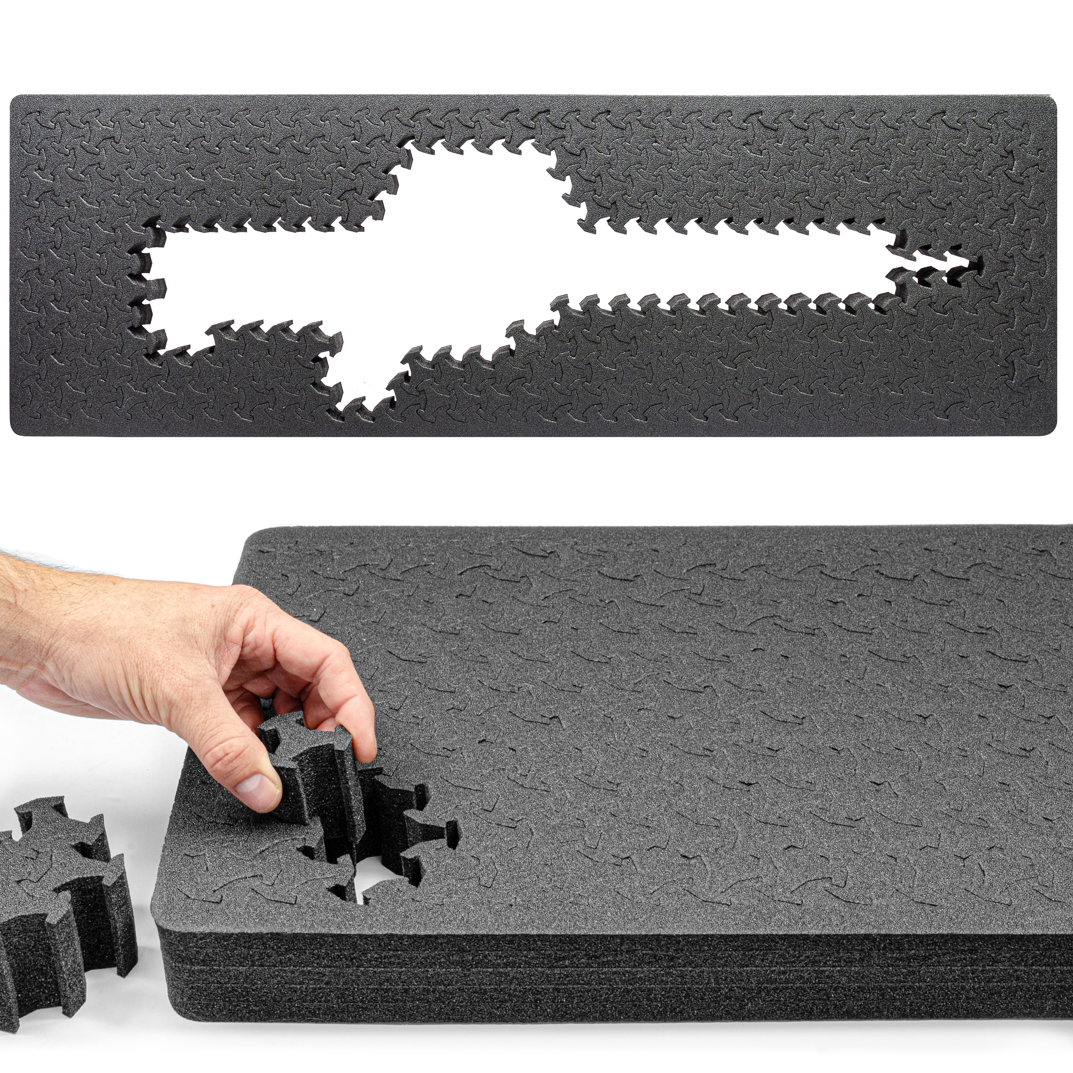 Eylar 44" Hard Rifle Case Equipped With Ragar Reconfigurable & Reusable XP Crosslinked Foam Insert, Waterproof, Shockproof, Meets TSA Requirements  ( 1 Ragar Layer )