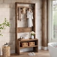 thumbnail image 4 of Hall Tree with  and Shoe Storage, 70.8 Tall Freestanding Coat Rack with 7 Hooks & 2 Shelves for Mudroom Entryway, 4 of 8