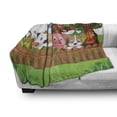 thumbnail image 3 of Cartoon Soft Flannel Fleece Throw Blanket, Composition Farm Animals on Fence Comic Mascots Dog Cow Horse Kids Design, Cozy Plush for Indoor and Outdoor Use, 70" x 90", Multicolor, by Ambesonne, 3 of 6