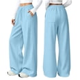 thumbnail image 7 of Sweat Pants for Womens Baeitkot Drawstring Elastic High Waist Side Line Wide Leg Athletic Trousers for Casual Gym Workout Daily Wear Light Blue L, 7 of 7