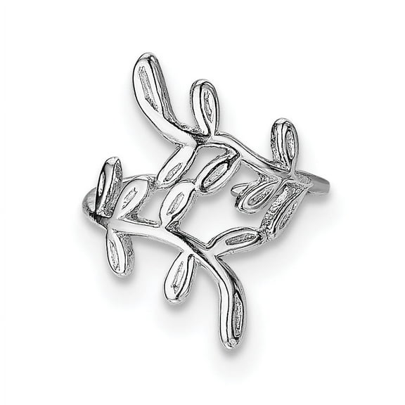Primal Silver Sterling Silver Rhodium-plated Leaf Single Earring Cuff