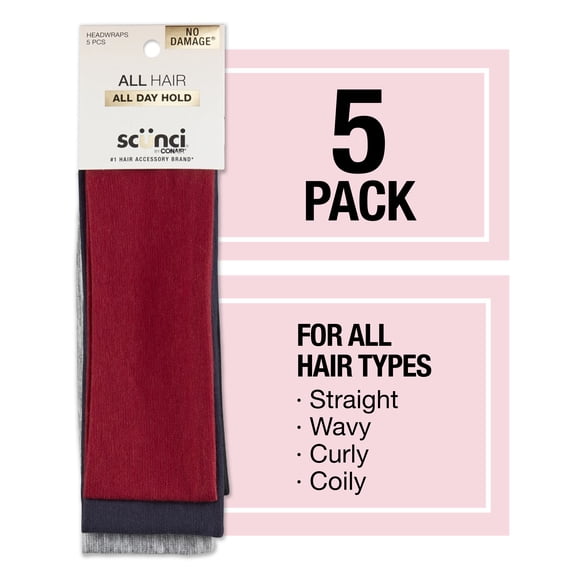 Scunci Classic Knit Headwrap Fabric Headband, Multicolor, 5 Count