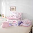 thumbnail image 6 of Homewish Cute Bow Ribbon 7-Piece Bedding Comforter Set,Cartoon Bowtie Floral King Bedding Sets,Pink Purple Bowknot Bed Sheets For Girls Kids,Ultra Soft Home Decor Reversible, 6 of 8