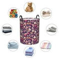 thumbnail image 4 of Saiise Panier à Linge Pliable avec Impression de Musique et Crâne, Grand Panier de Rangement Rond en Coton et Lin Imperméable avec Poignées pour Chambre d'Enfants et Jouets - Petit, 4 of 6