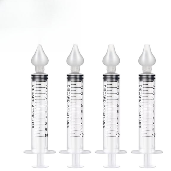 4 Pack 10mL Baby Nasal Rinse Syringes, Manual Nasal Irrigator Nose Cleaner with Soft Silicone Tips