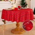 thumbnail image 1 of Romanstile Round Christmas Tablecloth - 60 Inch - Plaid Tartan Water Stain Resistant Table Cover, Washable Polyester Checkered Table Cloth for Xmas Dinner/Party Decoration/Holiday, 1 of 5