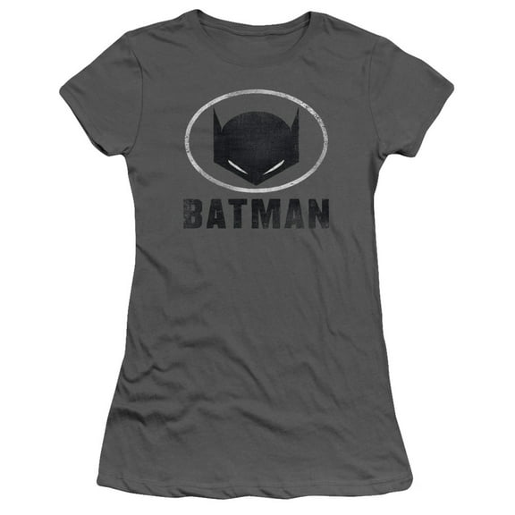 Batman Mask In Oval S/S Junior Women's T-Shirt Sheer-Charcoal