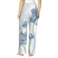 thumbnail image 3 of Disketp Pale Blue Lotus Flowers Print Women'S Comfy Pajama Pants Casual Drawstring Palazzo Lounge Wide Leg Pants, 3 of 9