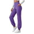 thumbnail image 2 of VBVC Women's High Waisted Yoga Joggers , Soft Stretchy Workout Pants For Women , Ladies' Casual Running Gym Trousers with Pockets, *Purple , X-Large, 2 of 7