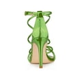 thumbnail image 2 of BLISSFUL STEP Women's Open Toe Strappy Straps Prom Stiletto Heels Sandals Green 9, 2 of 7
