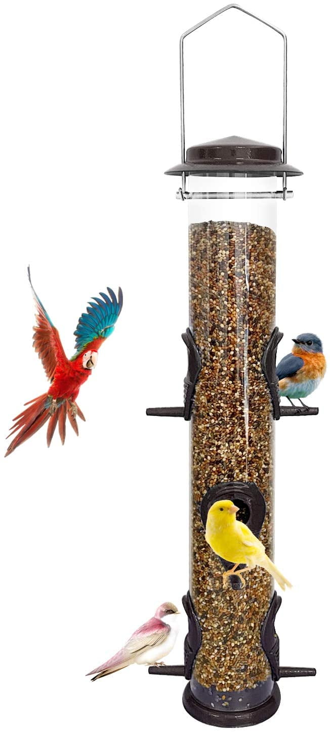 MASSIVE 16" Aviary Seed Feeder Hanging 6 Multi Feeding Stations Ports Perches 