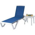 thumbnail image 5 of Kozyard Patio Chaise Lounge Chair - Full Flat Alumium & Resin Legs, Outdoor Reclining Adjustable Chair for Sunbathing, Perfect for Beach, Patio, Lounge Set or Patio Table (1 Pack Blue W/ Table), 5 of 5