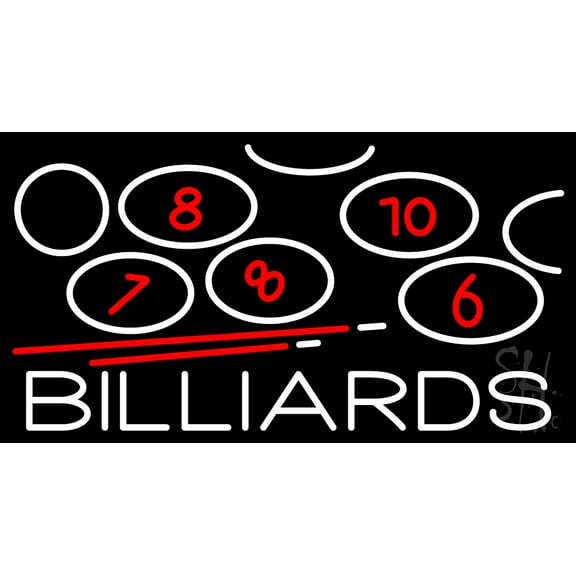 Billiards With Logo 1 LED Neon Sign 13 x 24 - inches, Black Square Cut Acrylic Backing, with Dimmer - Bright and Premium built indoor LED Neon Sign for wall dcor, arcarde, and storefront.