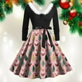 thumbnail image 4 of felwors Women's Christmas Santa Rainbow Print Swing Dress - Faux Fur Collar, Long Sleeve Holiday Party Dress Light Pink, XXL, 4 of 6