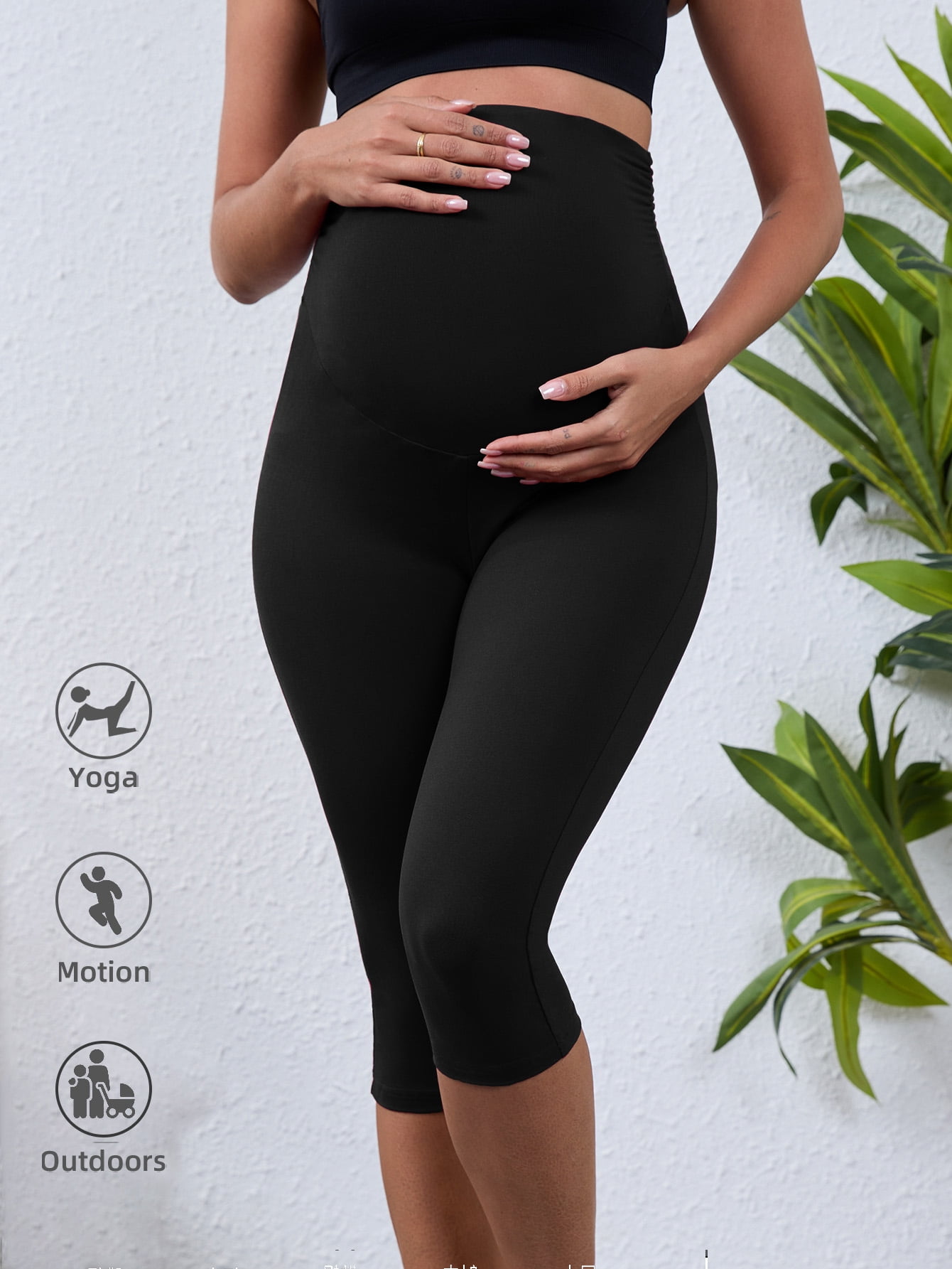 Beaisland Women's Maternity Capri Leggings over The Belly Pregnancy Yoga Pants Workout Activewear Leggings 2-Pack