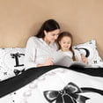thumbnail image 5 of meiyoeat Women Pearl Necklace 7 Pieces Full Size Bedding Sets For Kids,Black Ribbon Letter Print D Full Size Bed in a Bag,Black Reversible, 5 of 7