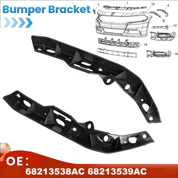 AUTOXBERT Pair Car Bumper Bracket Front Beam Mount Support Retainer 68213538ACfor Dodge Charger 2015-2021