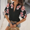 thumbnail image 5 of Fengqque Womens Summer Puff Sleeve Short Sleeve Blouses V Neck Tops Loose Fit Boho Floral Printed Tee Shirts Black XXL(XXL), 5 of 9