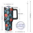 thumbnail image 2 of 40oz Pioneer Flower Floral Print Pattern Insulated Tumbler with Handle, BPA-Free Leak Proof Lid and Straws, Double Wall Vacuum, Hot 12h/Cold 34h, 2 of 6