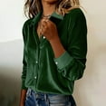 thumbnail image 4 of Womens Vintage Velvet Blouse Casual Long Sleeve Button Down Tops Elegant Loose Shirts for Business Office Party Outfits (Army Green,M), 4 of 6