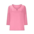 thumbnail image 4 of UJNDER Women's Casual Loose Fit 3/4 Sleeve Solid Color T Shirt Comfortable Basic Tops for Women Daily Wear Pink XXXL, 4 of 6
