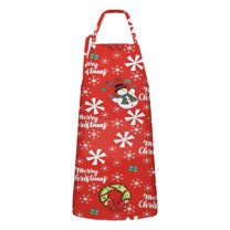Red Christmas Snowman Apron-Garden Aprons for Women with Pockets-Cotton Linen Waterproof Kitchen Cooking Gardening Aprons Adjustable for Kitchen,Cooking,BBQ and Salon 32"x27"
