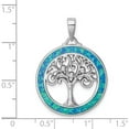thumbnail image 4 of Sterling Silver Rhodium-Plated Created Opal Circle With Tree Pendant Made In China qp5130, 4 of 5