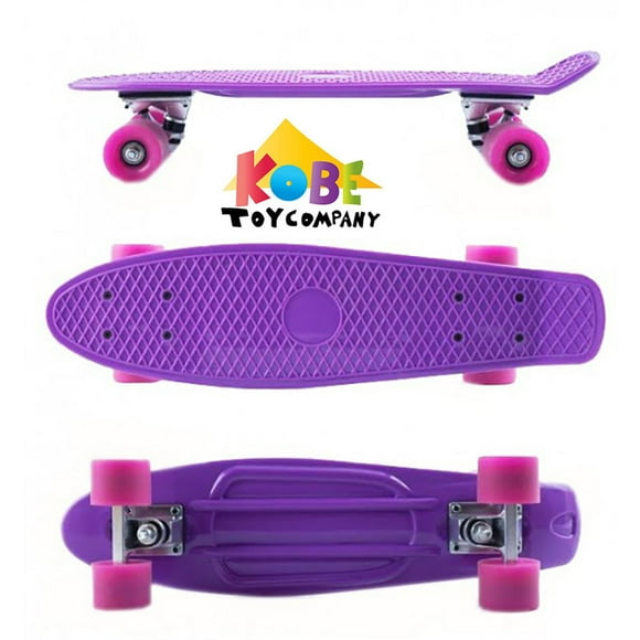 KOBE PENNY SKATEBOARD - 22" Deck - STANDARD Retro Mini Cruiser - Waffle Surface - for Kids and Adults - Purple