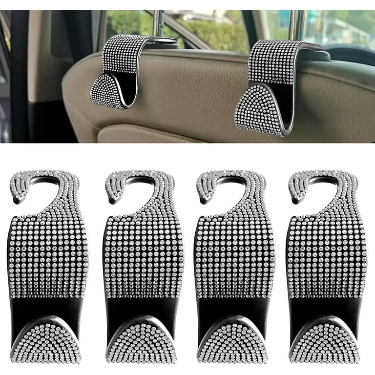 4PCS Car Seat Hooks, Car Bling Rhinestone Seat Headrest Hooks