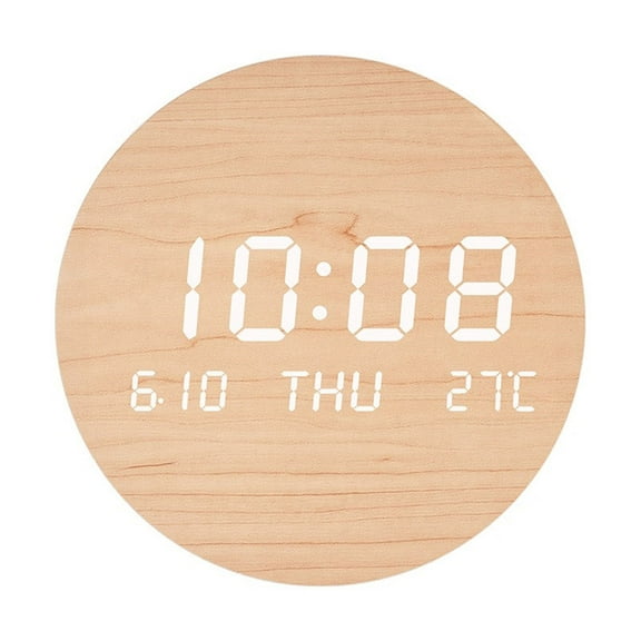 LED Quiet Clock With Adjustable Brightness,Wall Clock Modern Linen Styles for Home Digital LED Disply Minimalists Styles