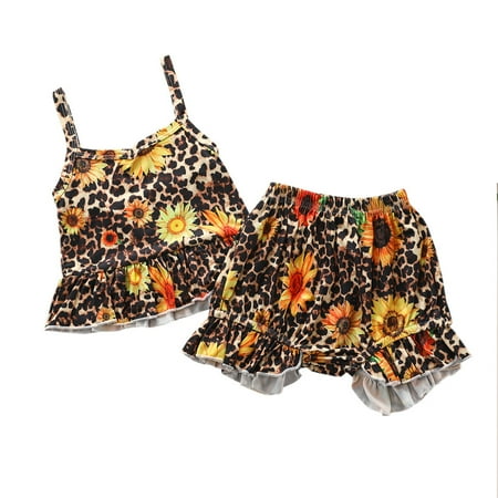 

Baby Summer Vest Girls Leopard Kids Set Tops Shorts Toddler Sunflowers Outfits Girls Outfits Set Winter Teen Girl Clothes